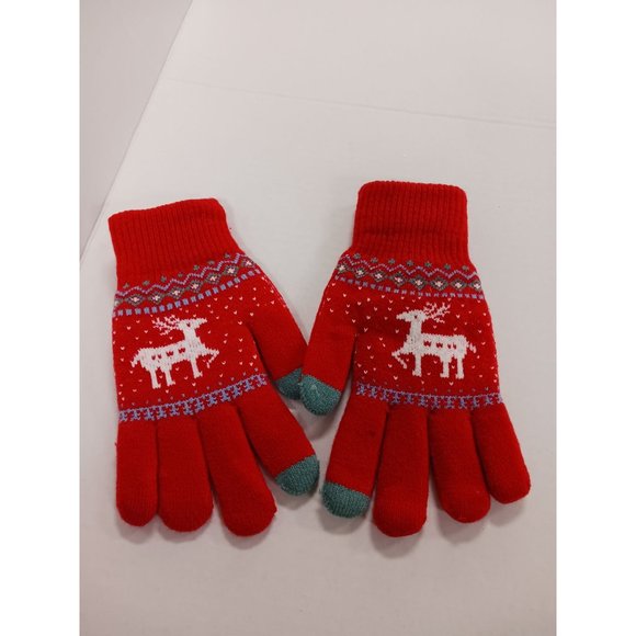 Xingfan Women's Winter Knit Gloves Knit Lining Elastic Cuff Texting Reindeer NEW - Picture 2 of 6